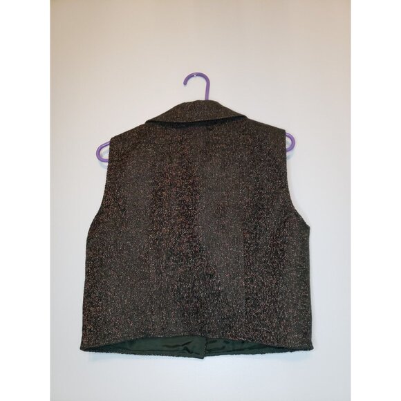 Pine Grove Womens Sz S Vest Button Front Green Heathered Pocket USA Sharon Young - Picture 2 of 5